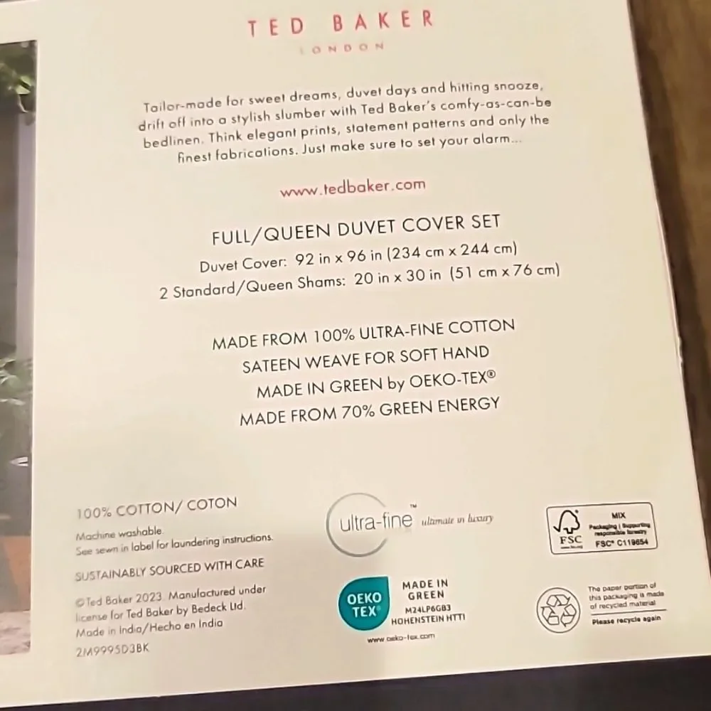 Ted Baker London Plain Dye Collection Duvet Cover Set- Black